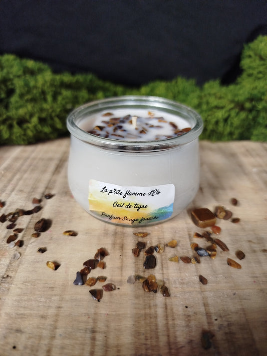 Bougie Sauge fraîche aux pierres naturelles