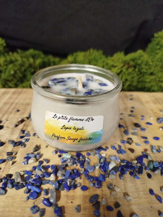 Bougie Sauge fraîche aux pierres naturelles